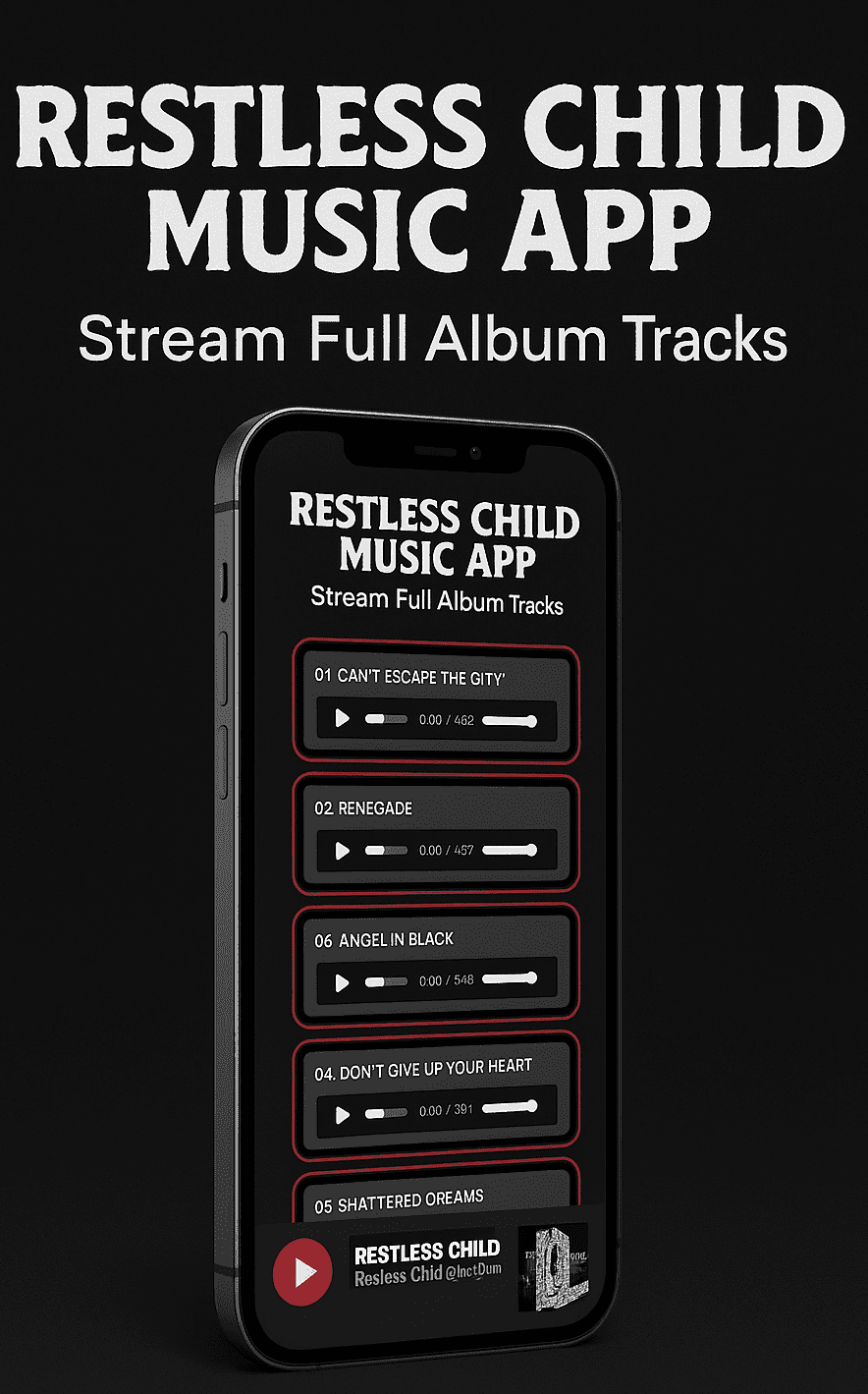 Image of Restless Child Album in App Site 1989 Album, 12 songs $2.99 Dueling Worlds© International